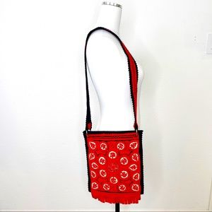 Black and Red Felt Small Tote Bag Travel Purse shoulder bag